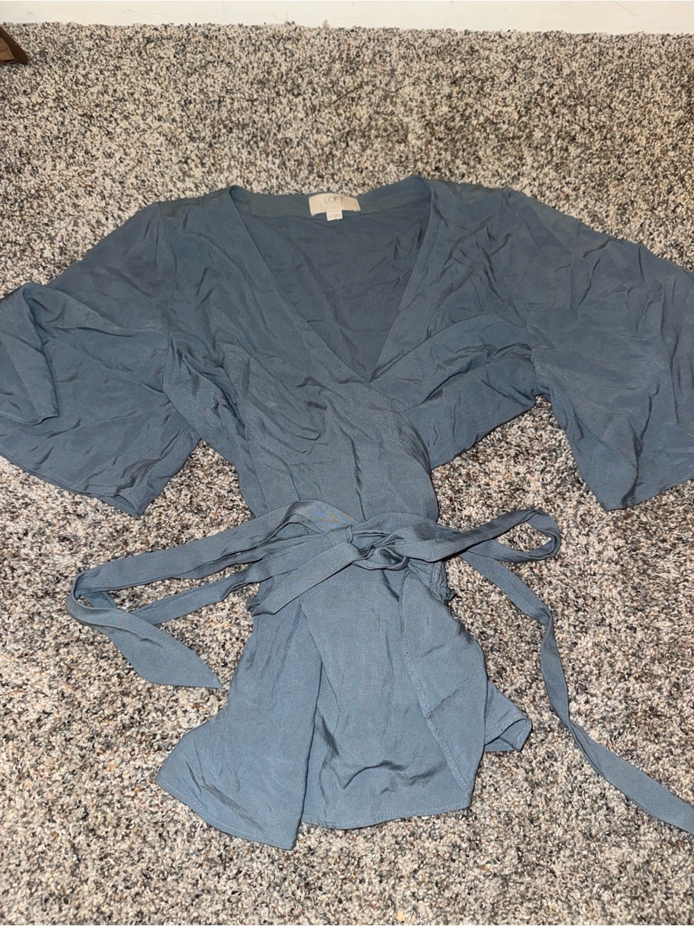 LOFT Slate Blue Wrap Top